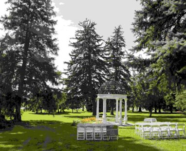 Front Lawn white gazebo